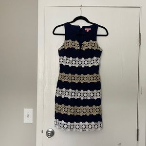 Navy dress with gold and white design! Size 00
